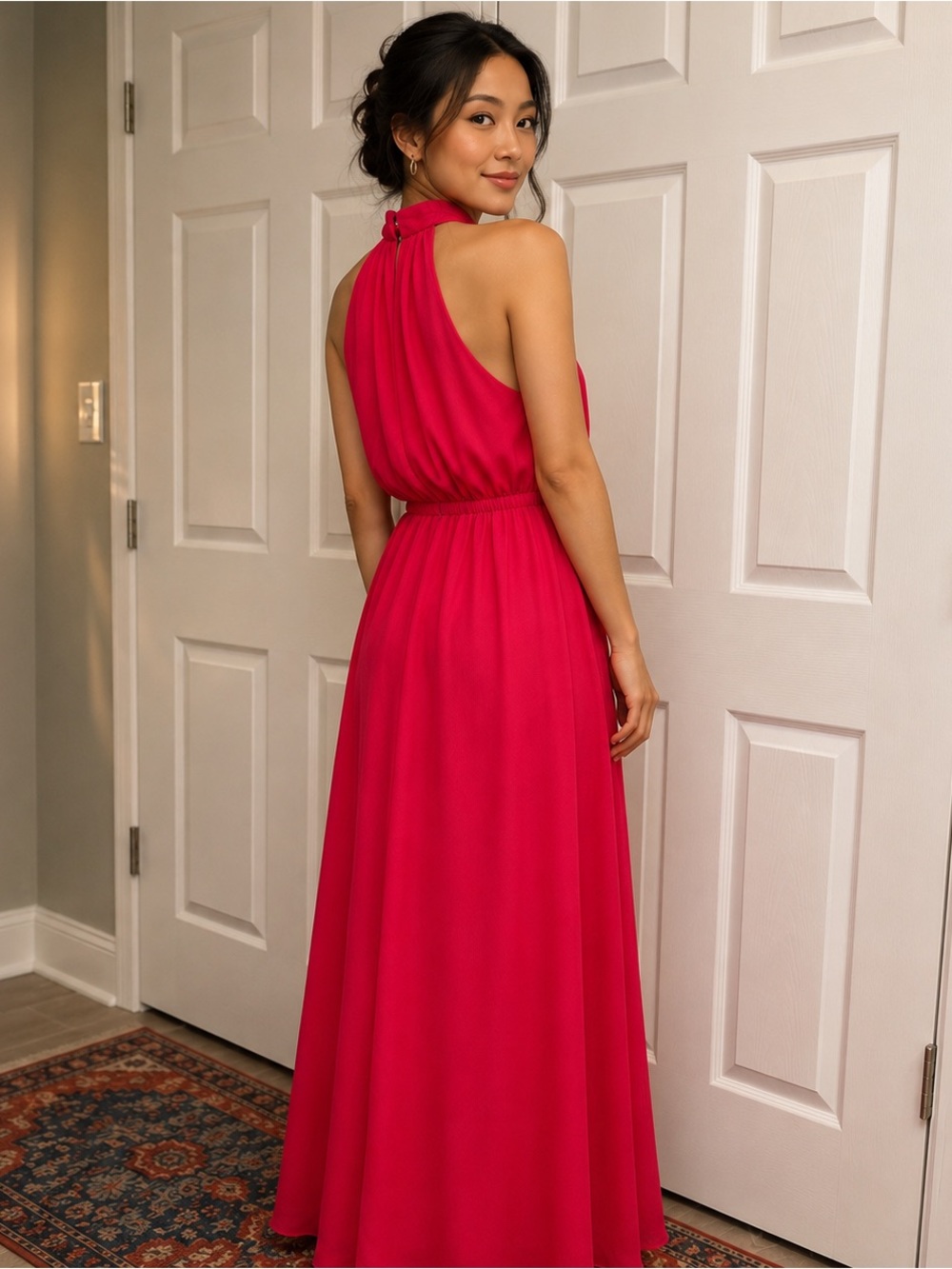 NWT Elegant Pink Halter Maxi Dress